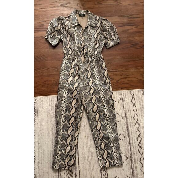 Kittenish Snake Print Faux Leather Jumpsuit Medium - Picture 2 of 6